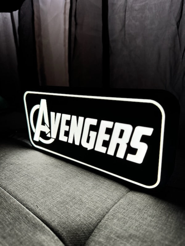 Lampe Avengers - Lightbox 3D LED | Design Noir & Blanc | USB