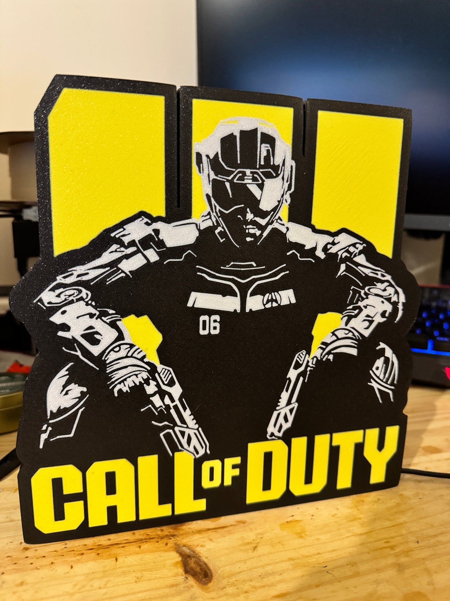 Lampe Call of Duty - Lightbox 3D LED | Design Noir, Jaune & Blanc | USB