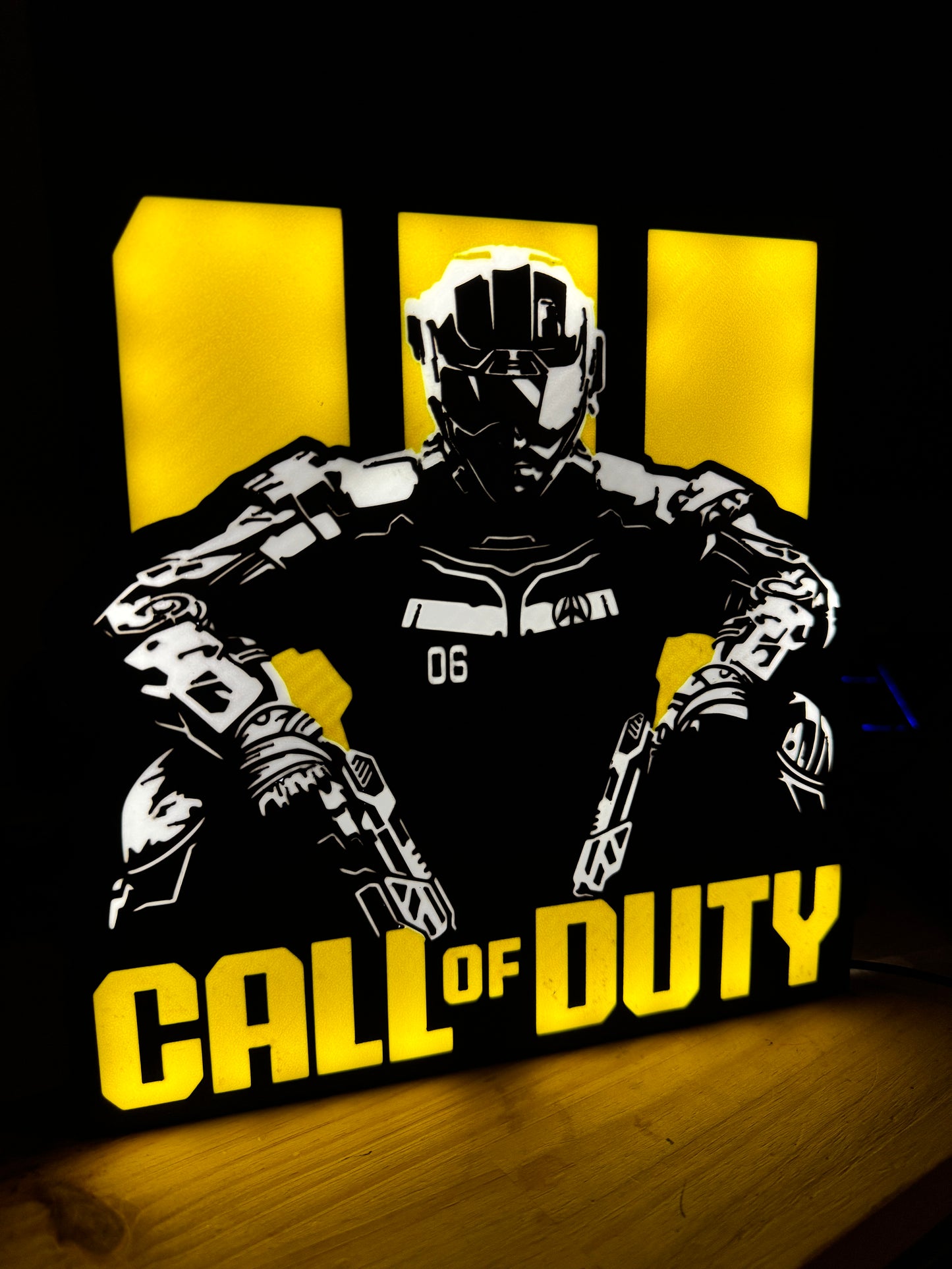 Lampe Call of Duty - Lightbox 3D LED | Design Noir, Jaune & Blanc | USB