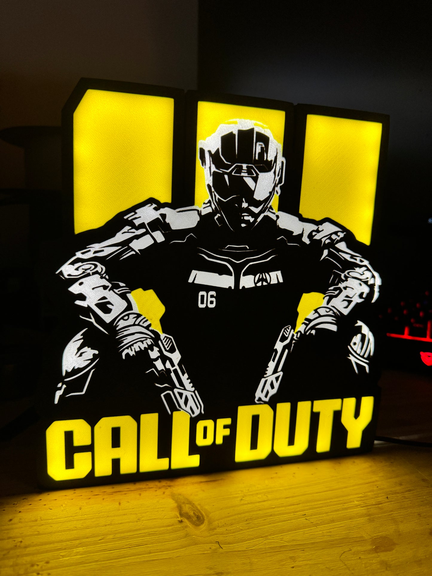 Lampe Call of Duty - Lightbox 3D LED | Design Noir, Jaune & Blanc | USB