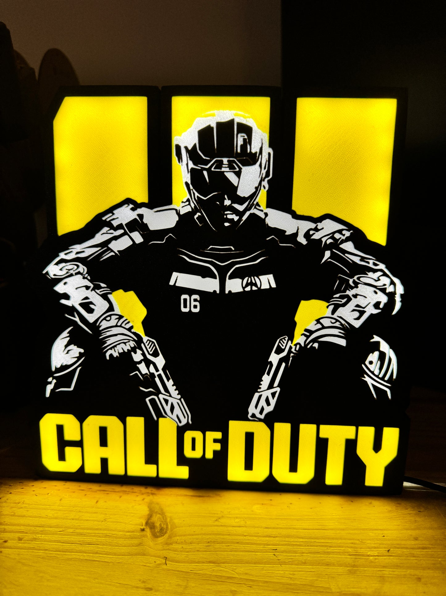 Lampe Call of Duty - Lightbox 3D LED | Design Noir, Jaune & Blanc | USB
