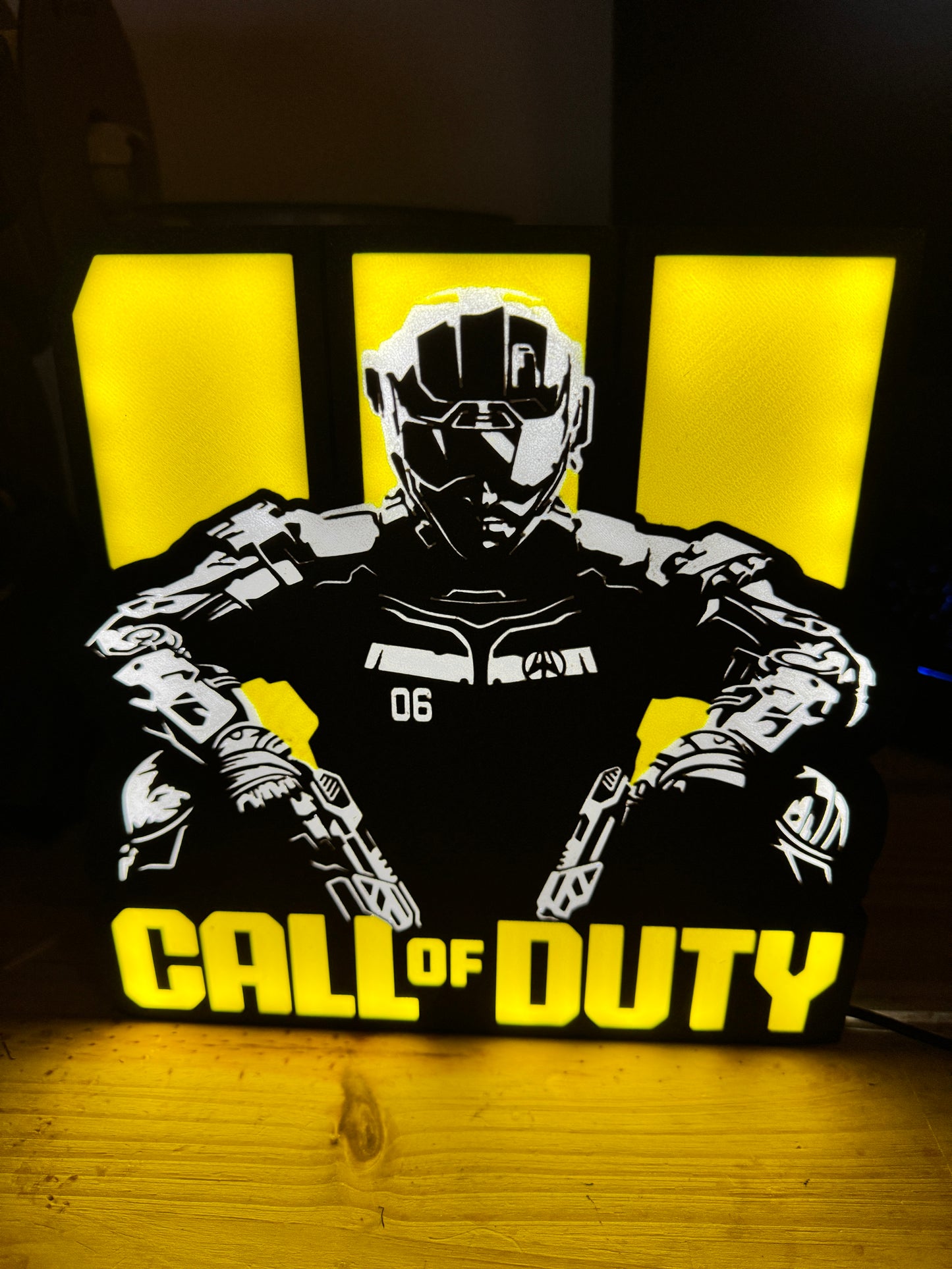 Lampe Call of Duty - Lightbox 3D LED | Design Noir, Jaune & Blanc | USB