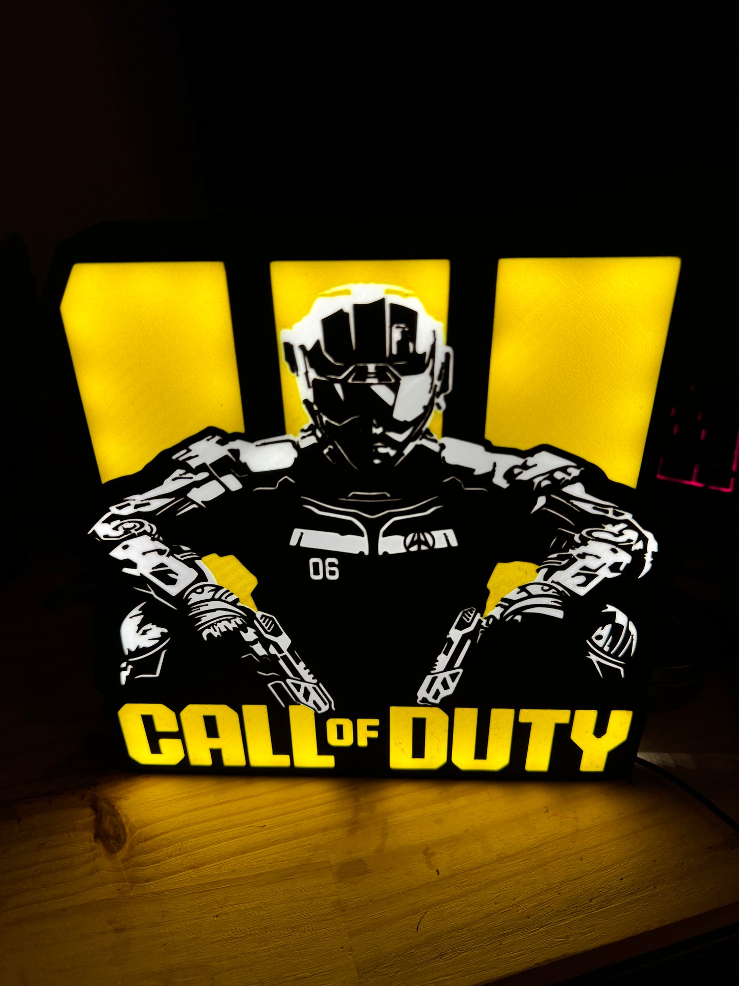 Lampe Call of Duty - Lightbox 3D LED | Design Noir, Jaune & Blanc | USB