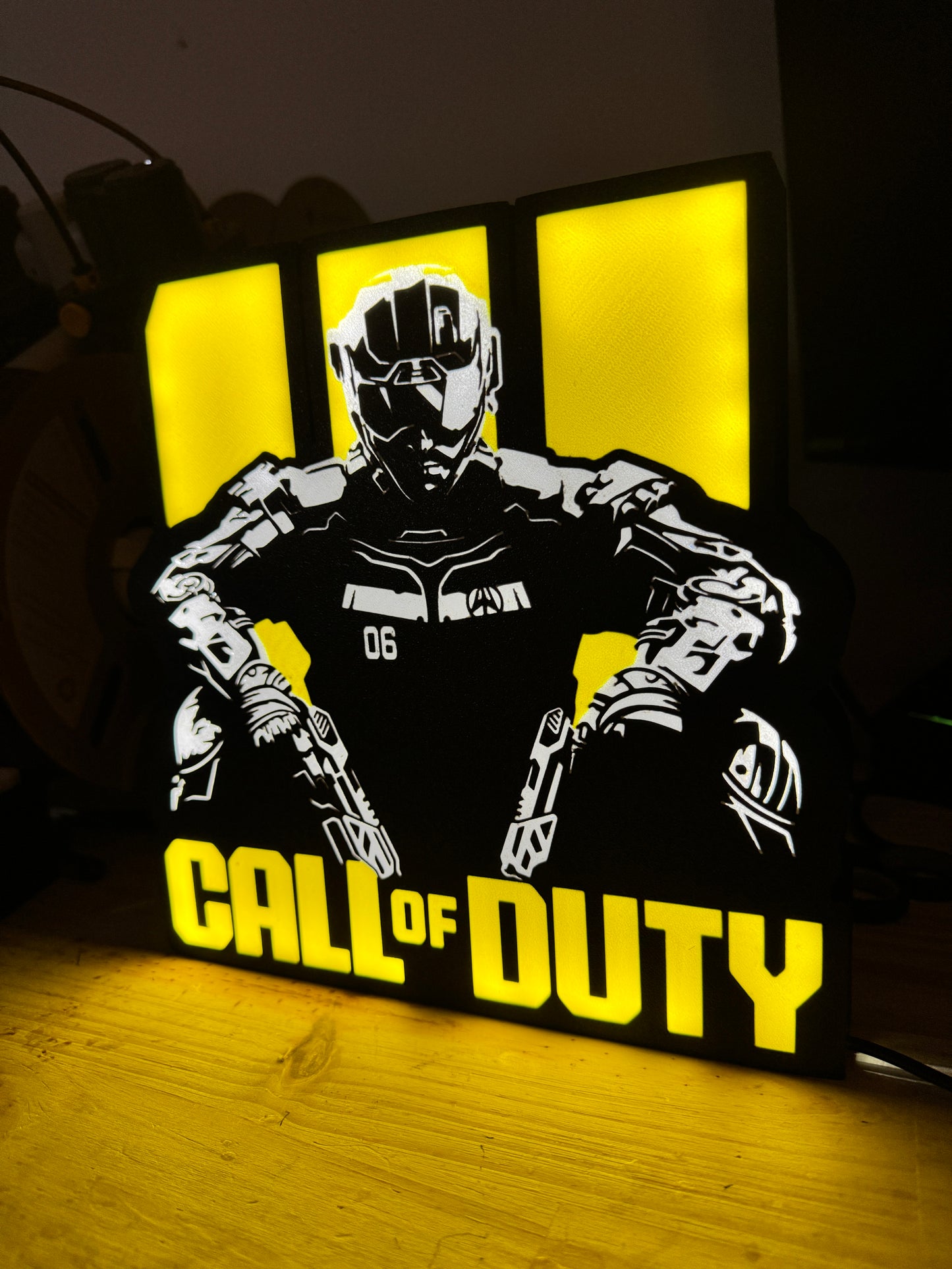 Lampe Call of Duty - Lightbox 3D LED | Design Noir, Jaune & Blanc | USB