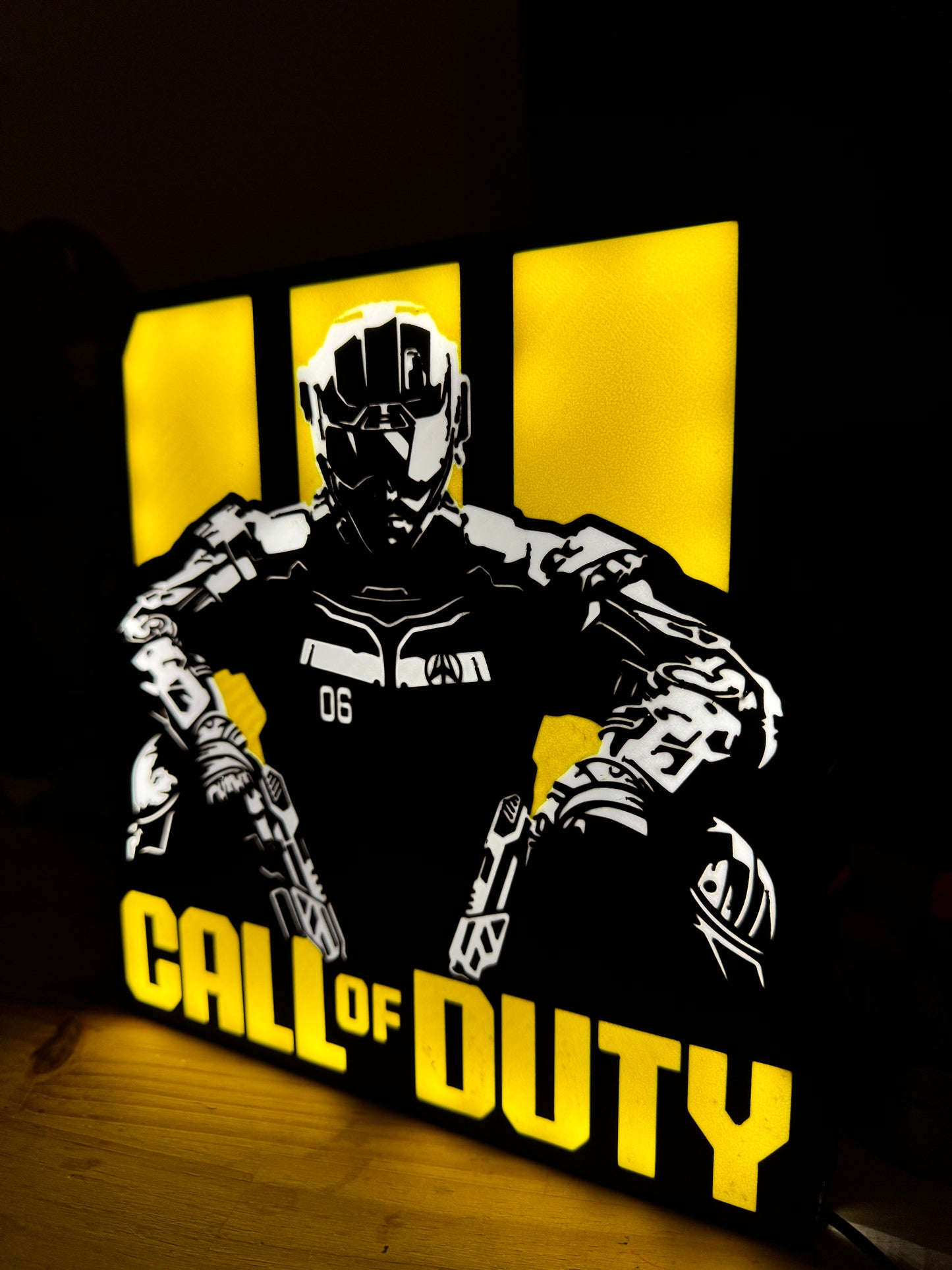 Lampe Call of Duty - Lightbox 3D LED | Design Noir, Jaune & Blanc | USB