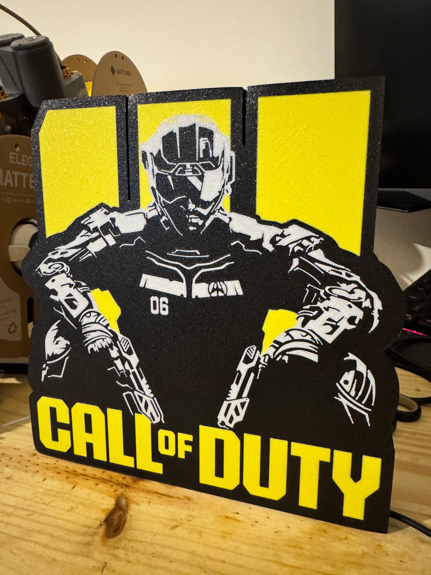 Lampe Call of Duty - Lightbox 3D LED | Design Noir, Jaune & Blanc | USB