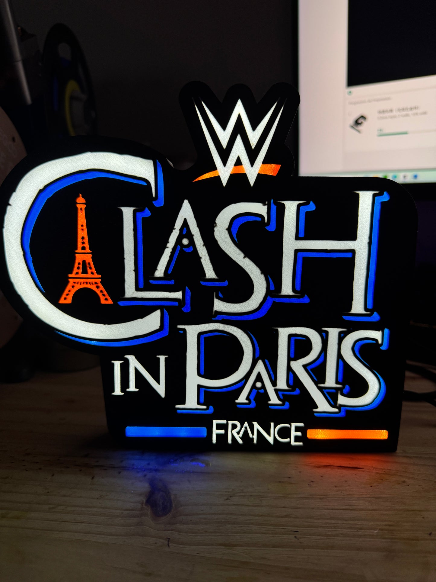 Lampe Clash in Paris - Lightbox 3D LED | Design Noir, Bleu, Blanc & Rouge | USB