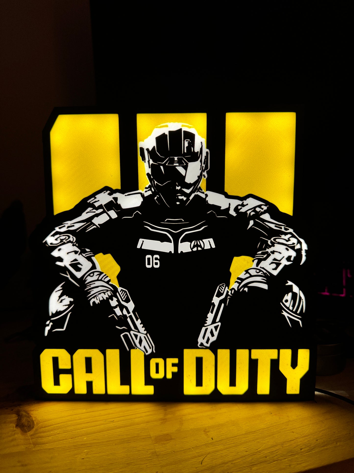 Lampe Call of Duty - Lightbox 3D LED | Design Noir, Jaune & Blanc | USB