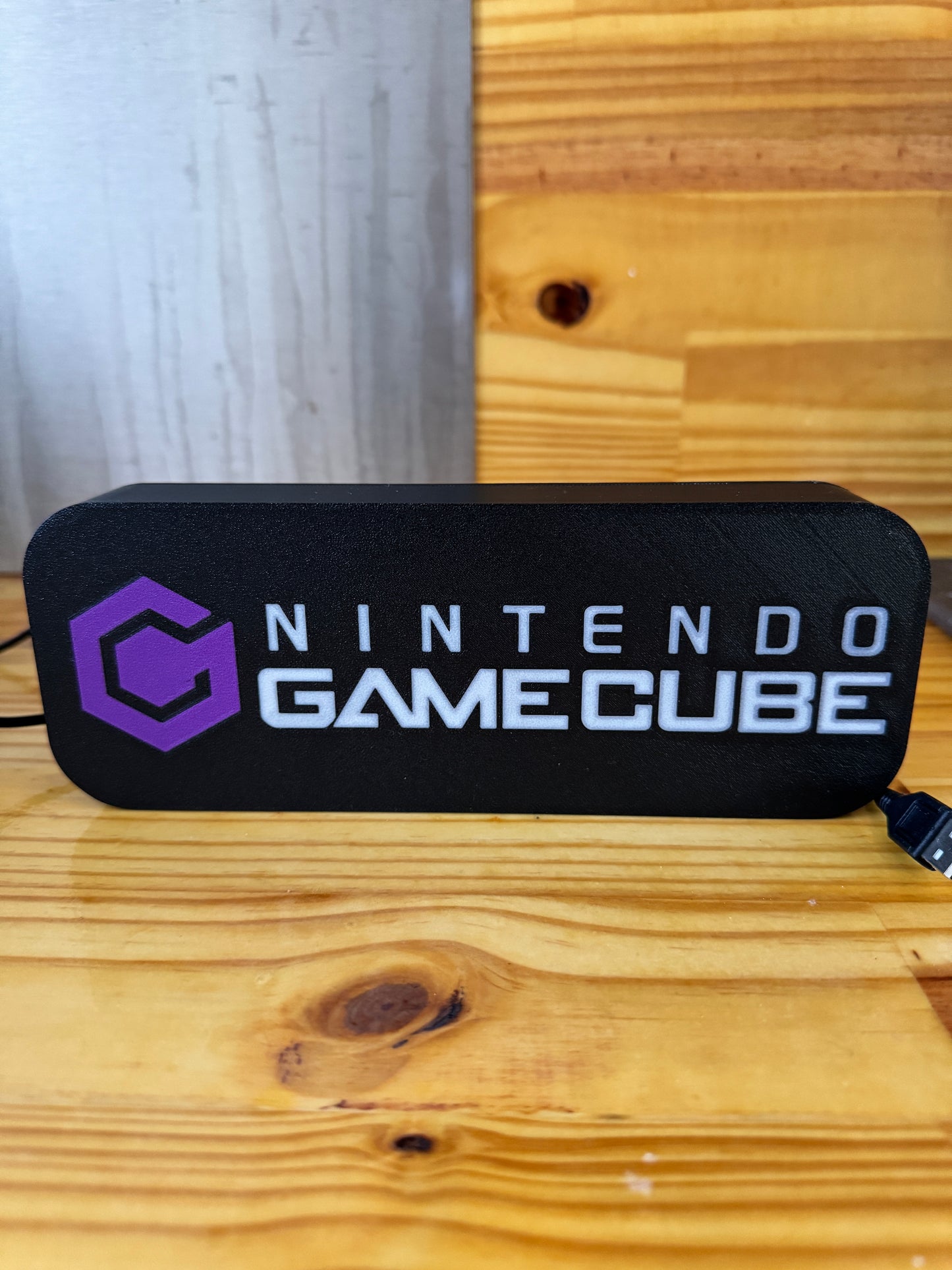 Lampe GameCube - Lightbox 3D LED | Design Noir, Blanc & Violet | USB