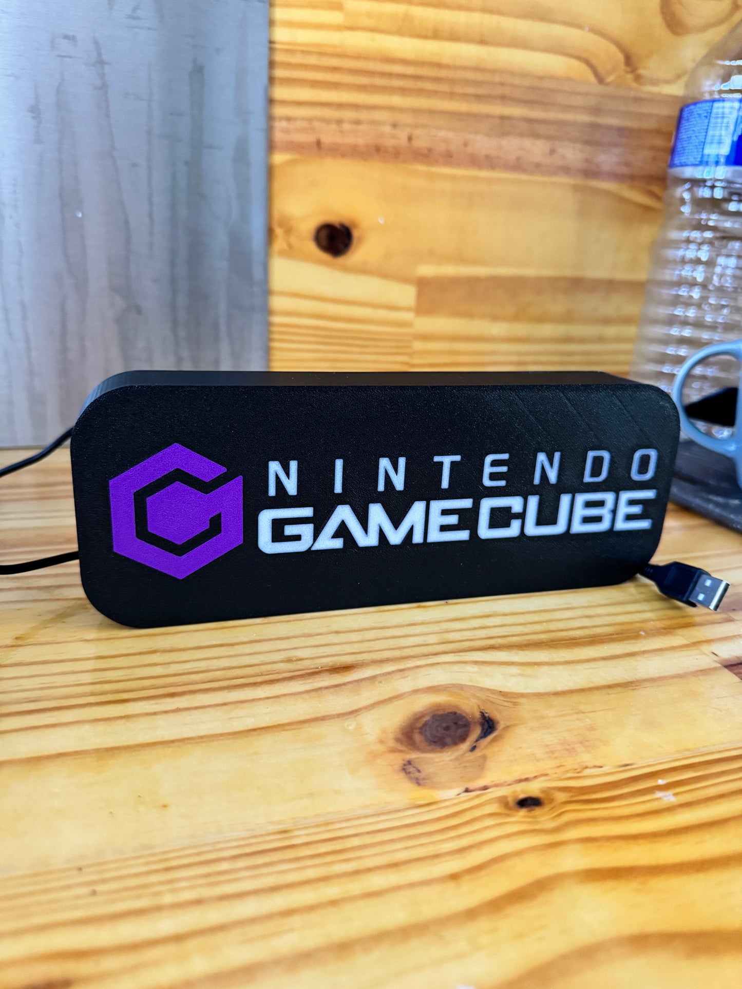 Lampe GameCube - Lightbox 3D LED | Design Noir, Blanc & Violet | USB