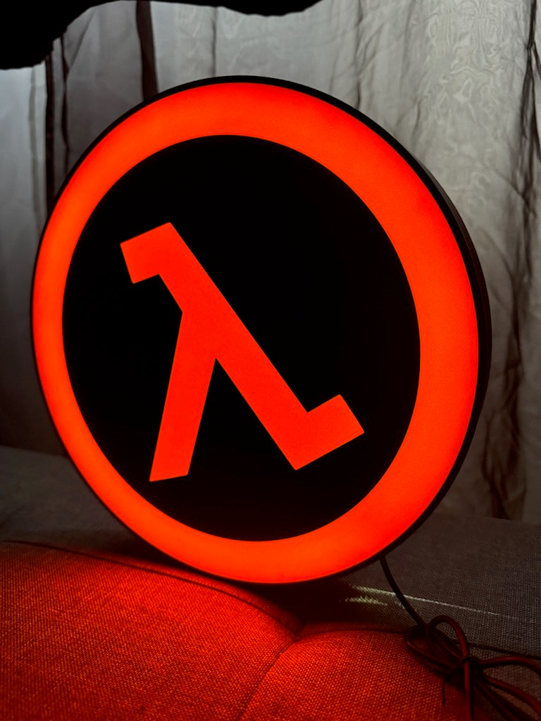 Lampe Half-Life - Lightbox 3D LED | Design Noir & Orange | USB