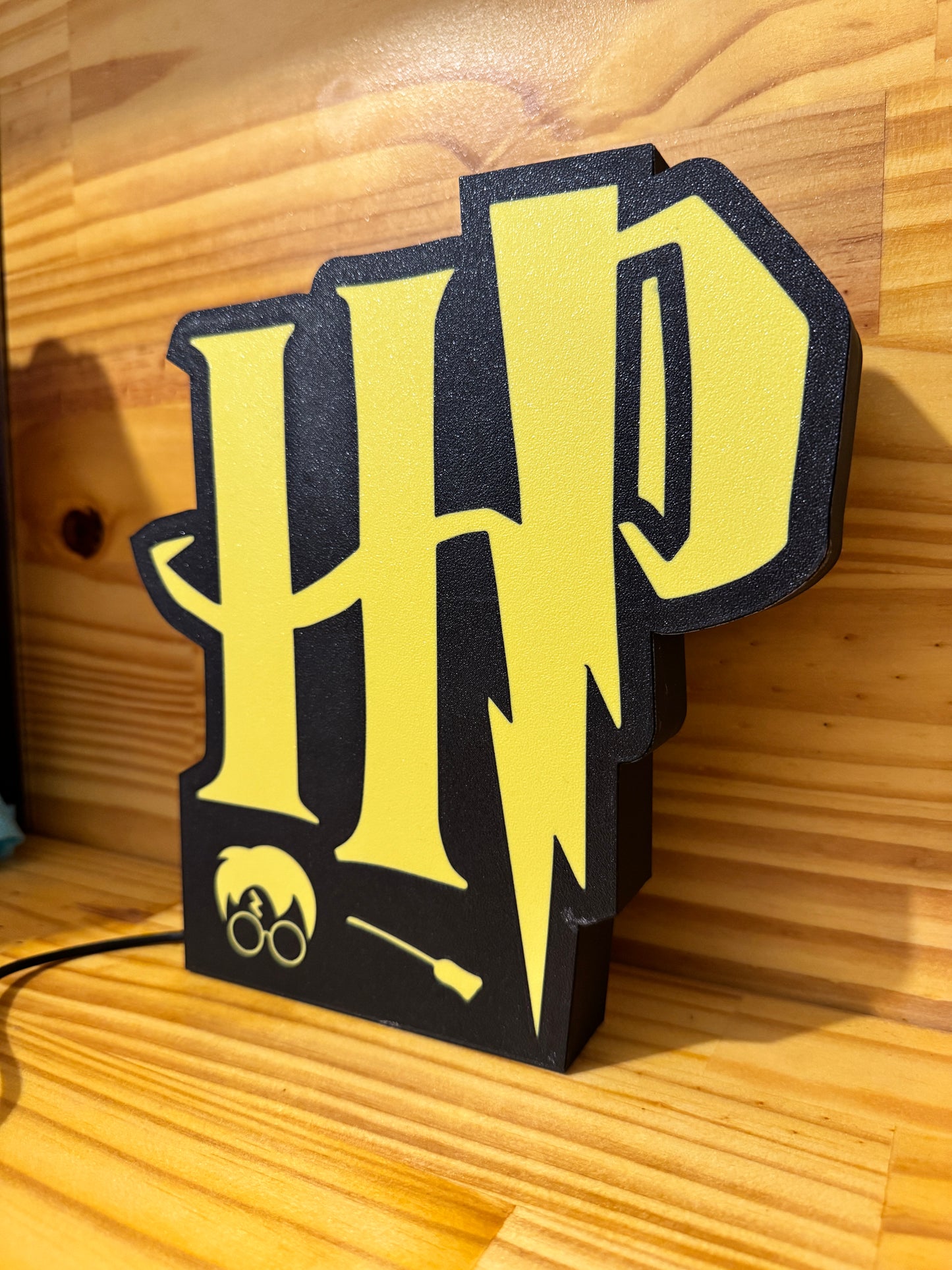 Lampe Harry Potter - Lightbox 3D LED | Design Noir & Jaune | USB