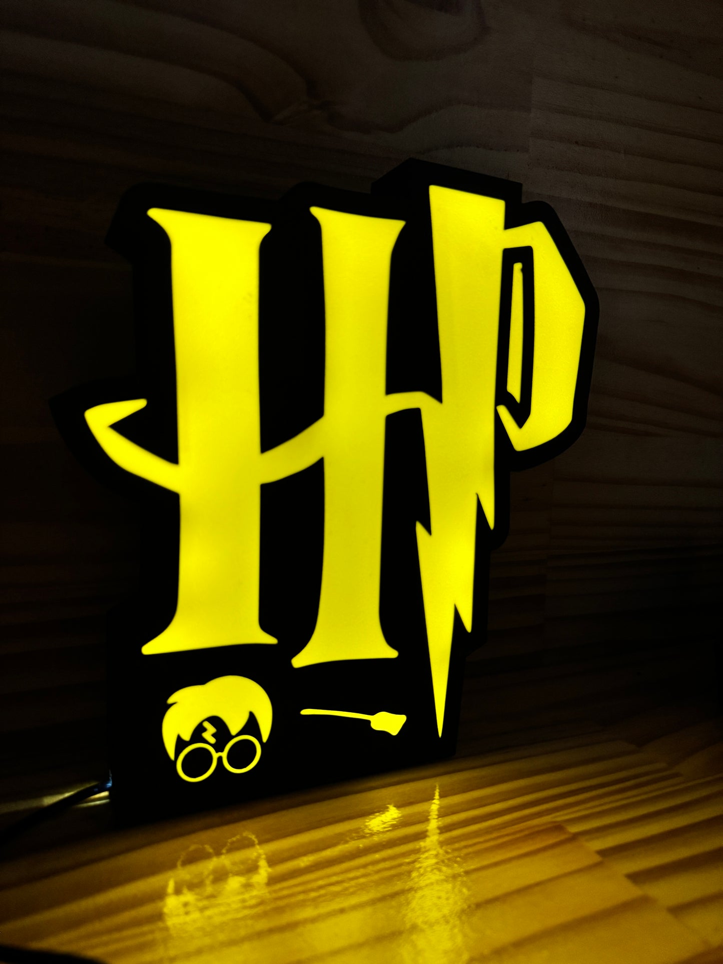 Lampe Harry Potter - Lightbox 3D LED | Design Noir & Jaune | USB