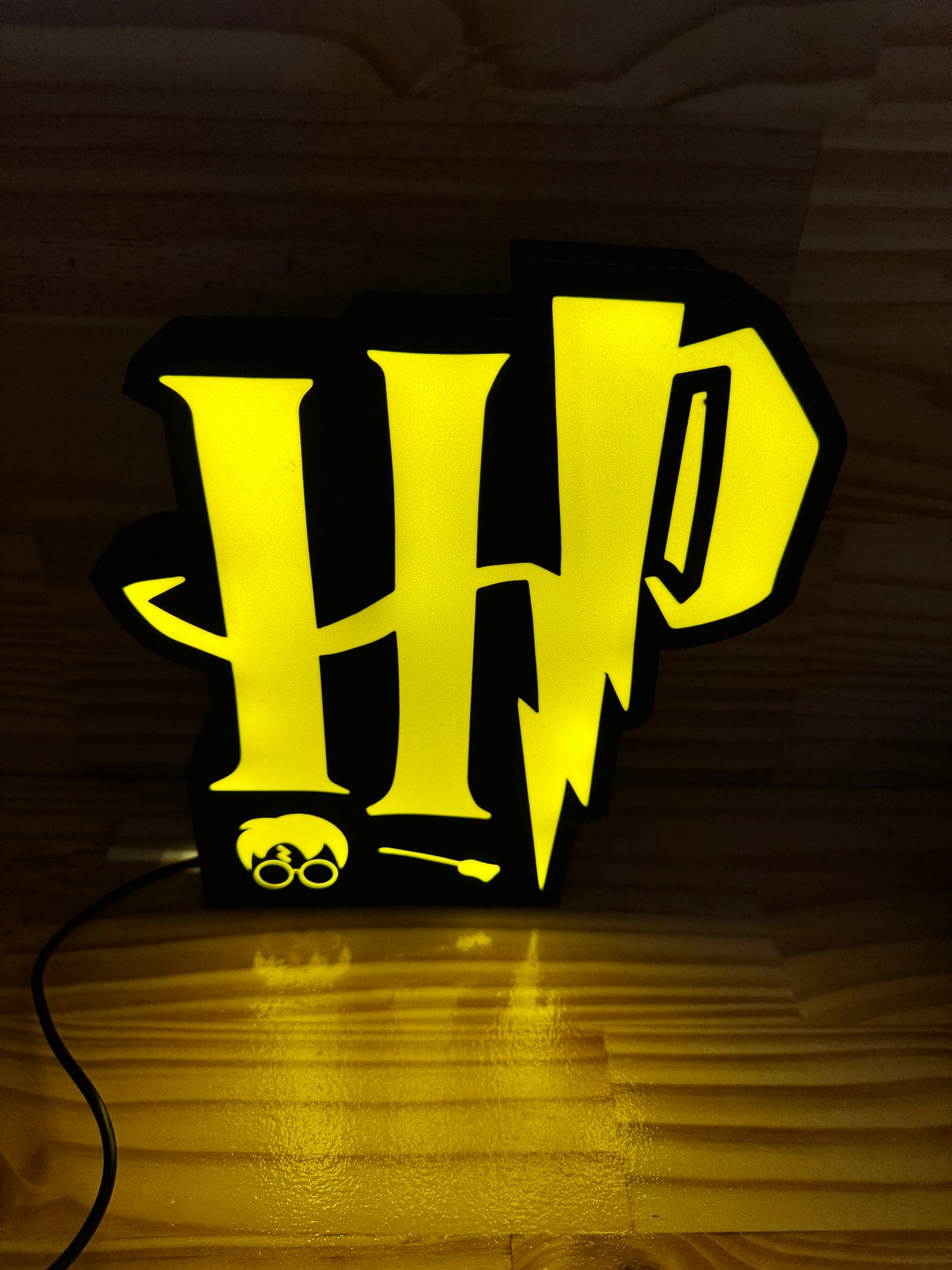 Lampe Harry Potter - Lightbox 3D LED | Design Noir & Jaune | USB