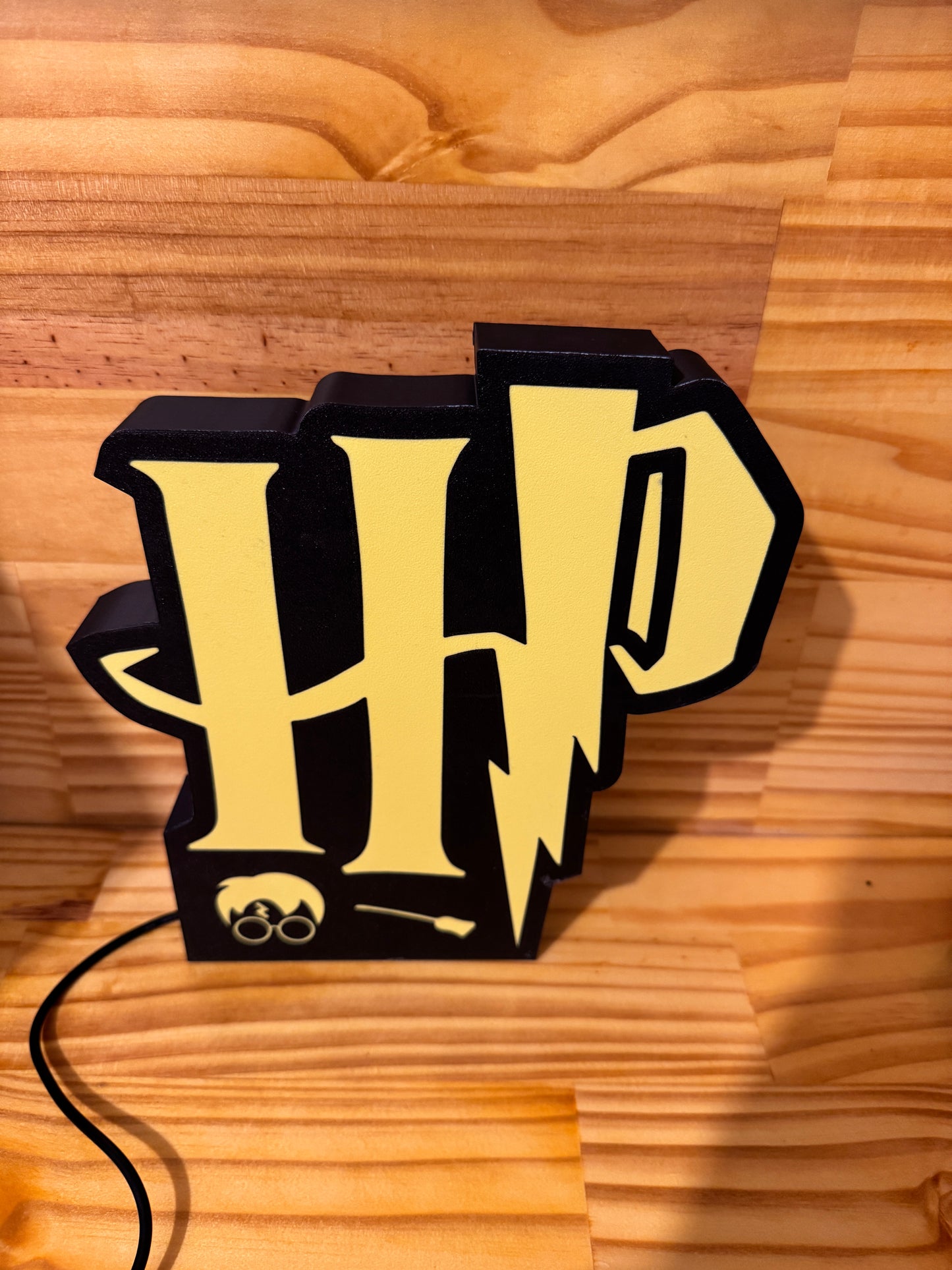 Lampe Harry Potter - Lightbox 3D LED | Design Noir & Jaune | USB