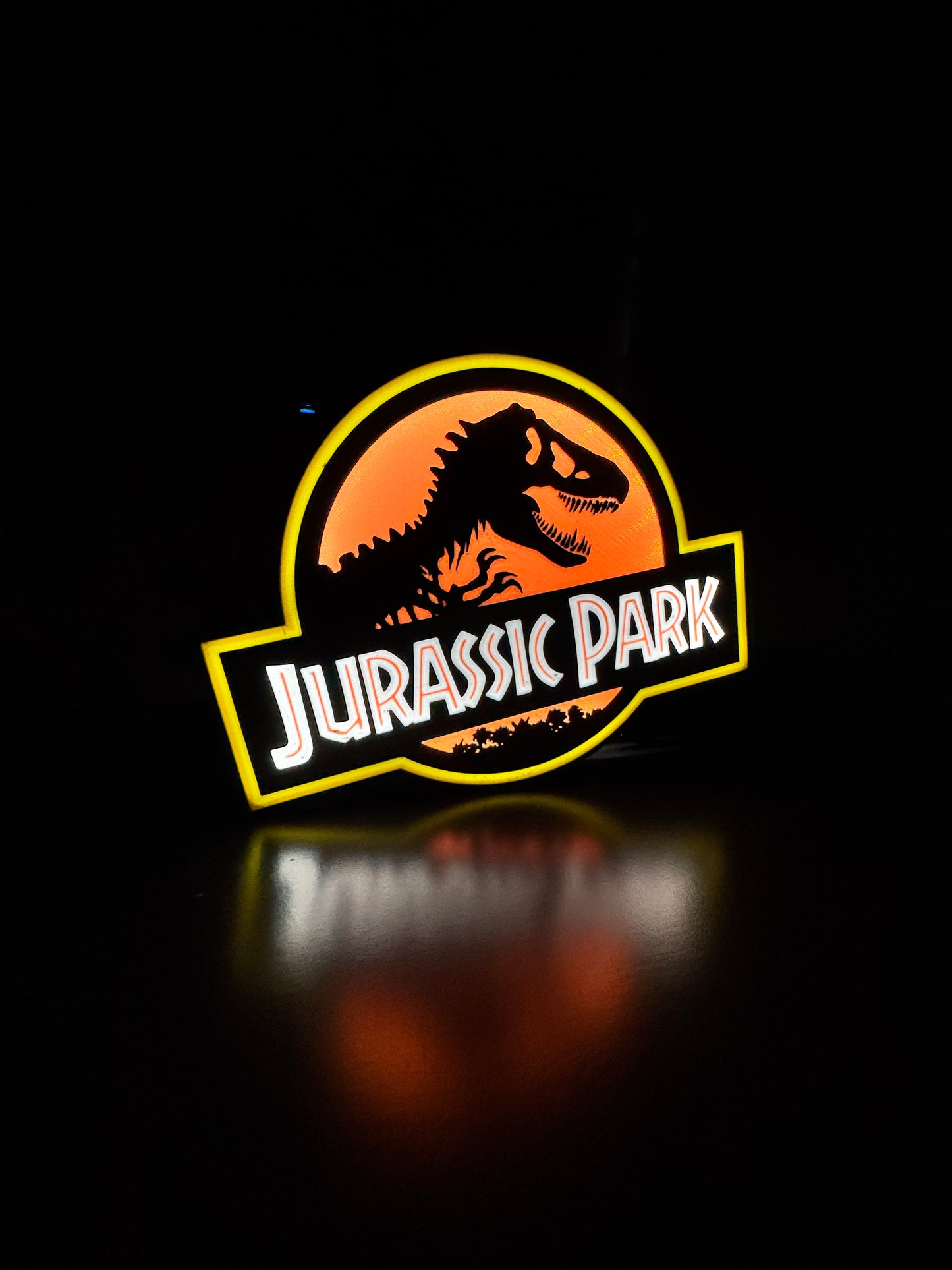 Lampe Jurassic Park - Lightbox 3D LED | Design Noir, Rouge & Jaune | USB