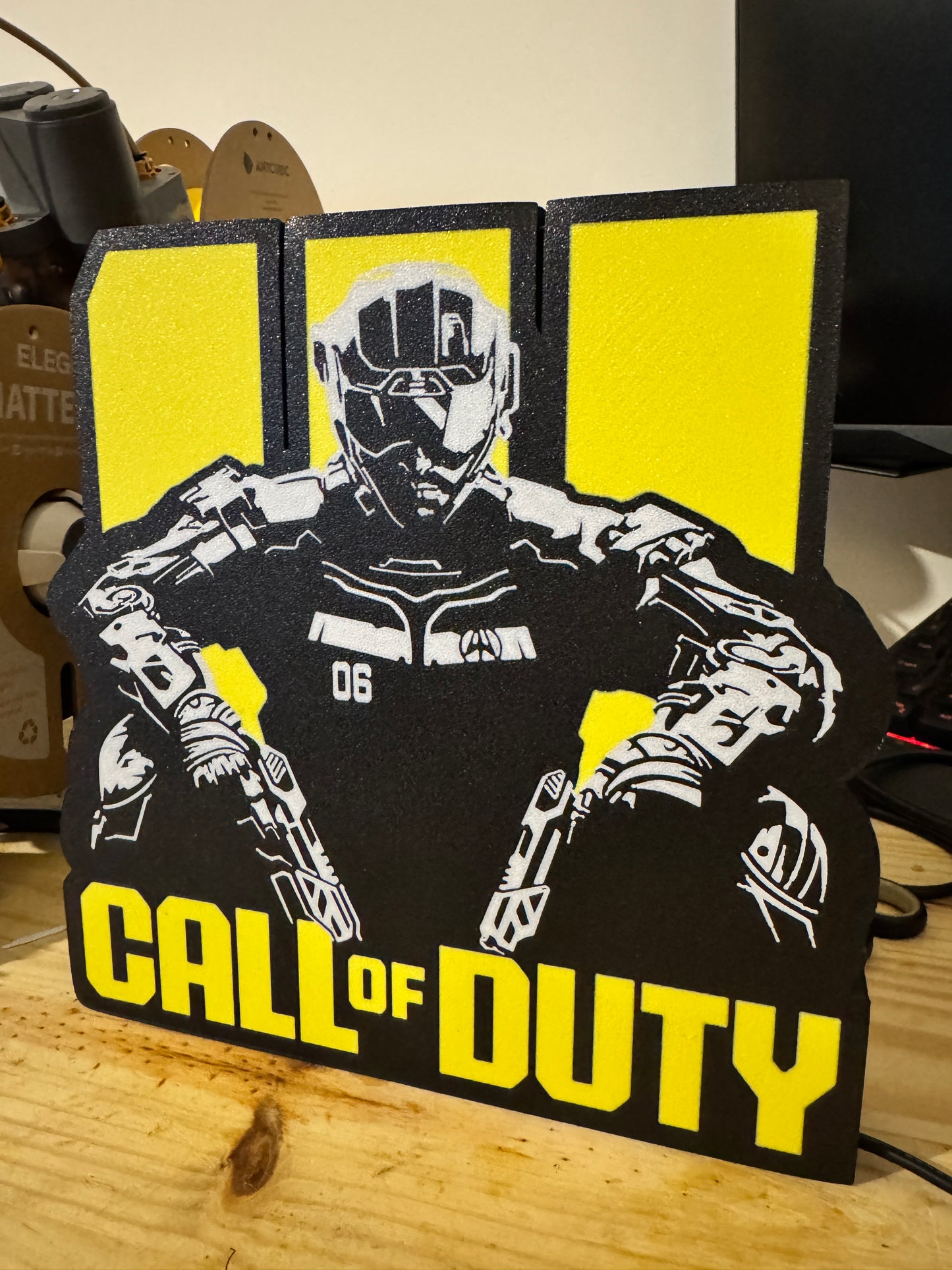 Lampe Call of Duty - Lightbox 3D LED | Design Noir, Jaune & Blanc | USB