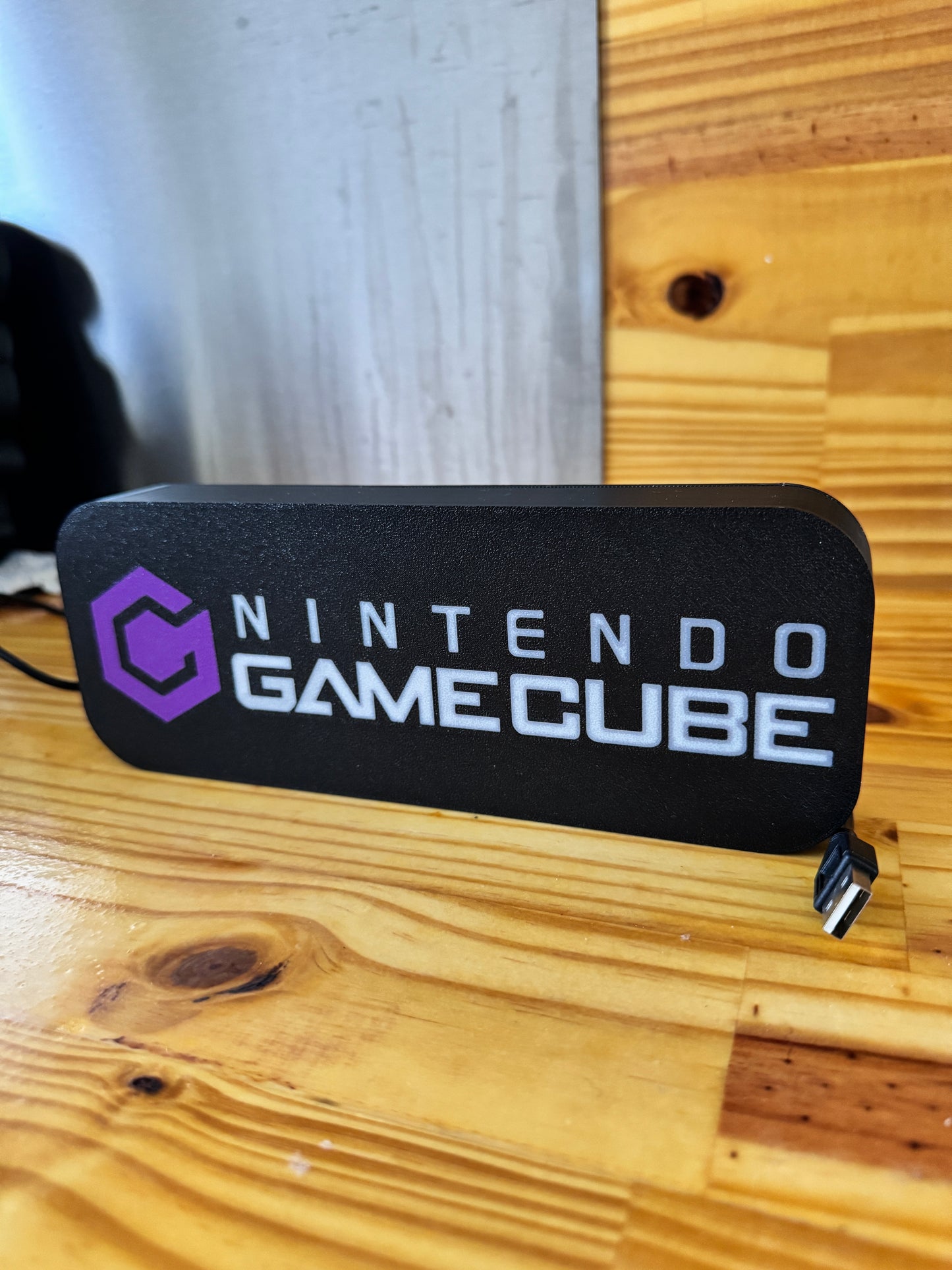 Lampe GameCube - Lightbox 3D LED | Design Noir, Blanc & Violet | USB