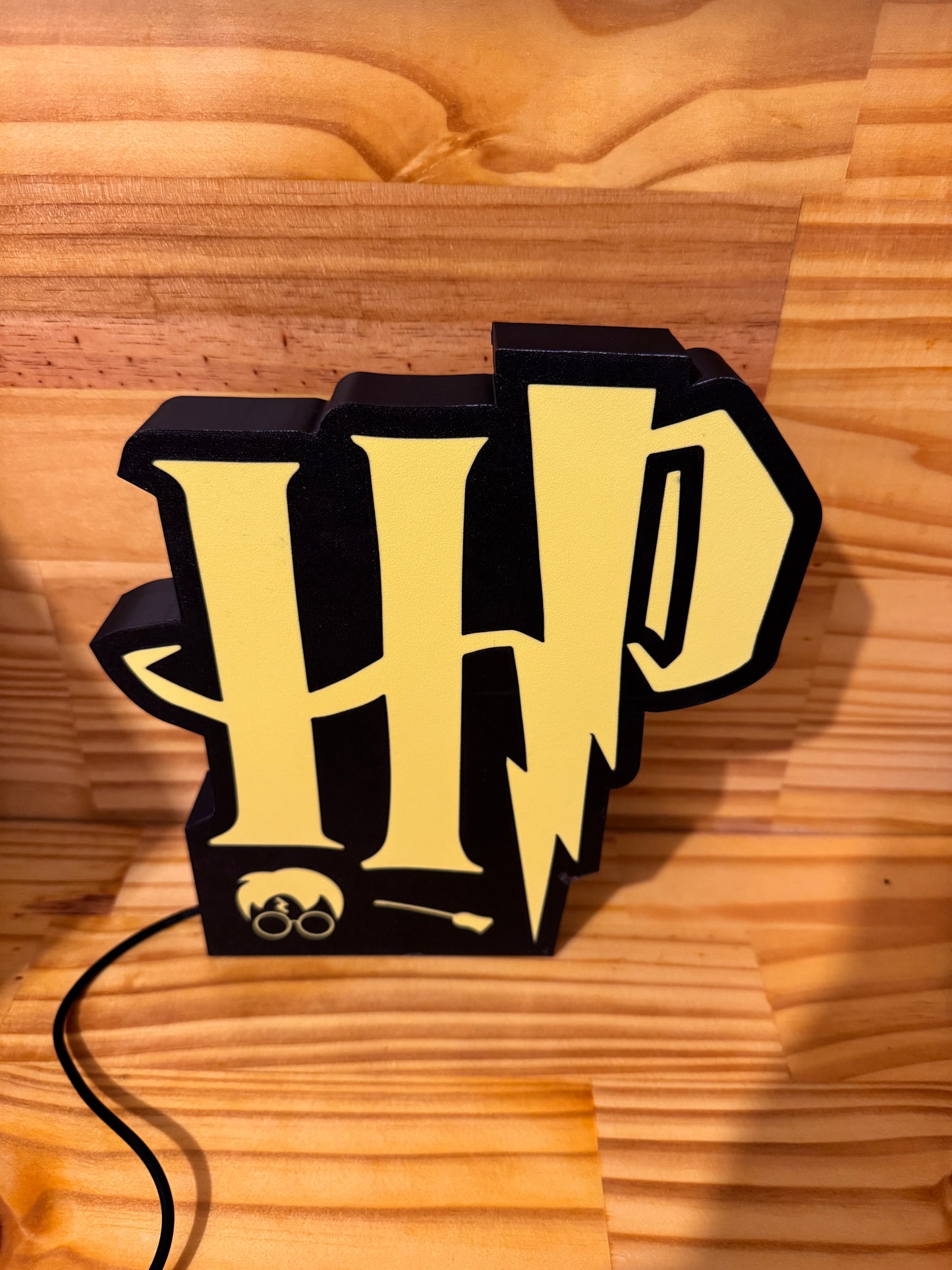 Lampe Harry Potter - Lightbox 3D LED | Design Noir & Jaune | USB