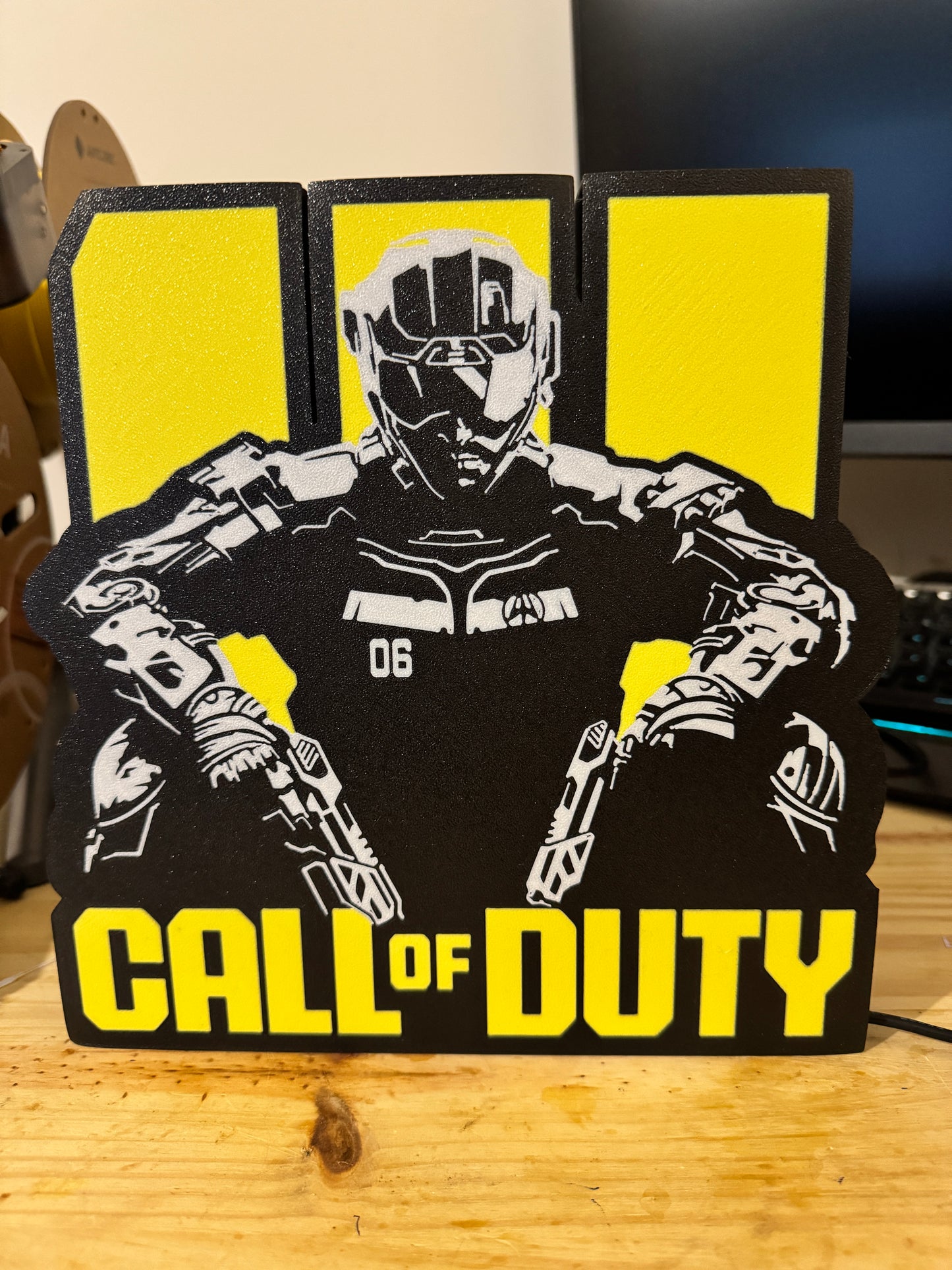 Lampe Call of Duty - Lightbox 3D LED | Design Noir, Jaune & Blanc | USB