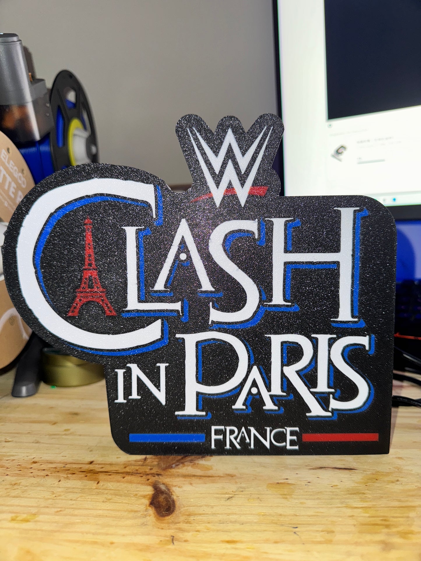 Lampe Clash in Paris - Lightbox 3D LED | Design Noir, Bleu, Blanc & Rouge | USB