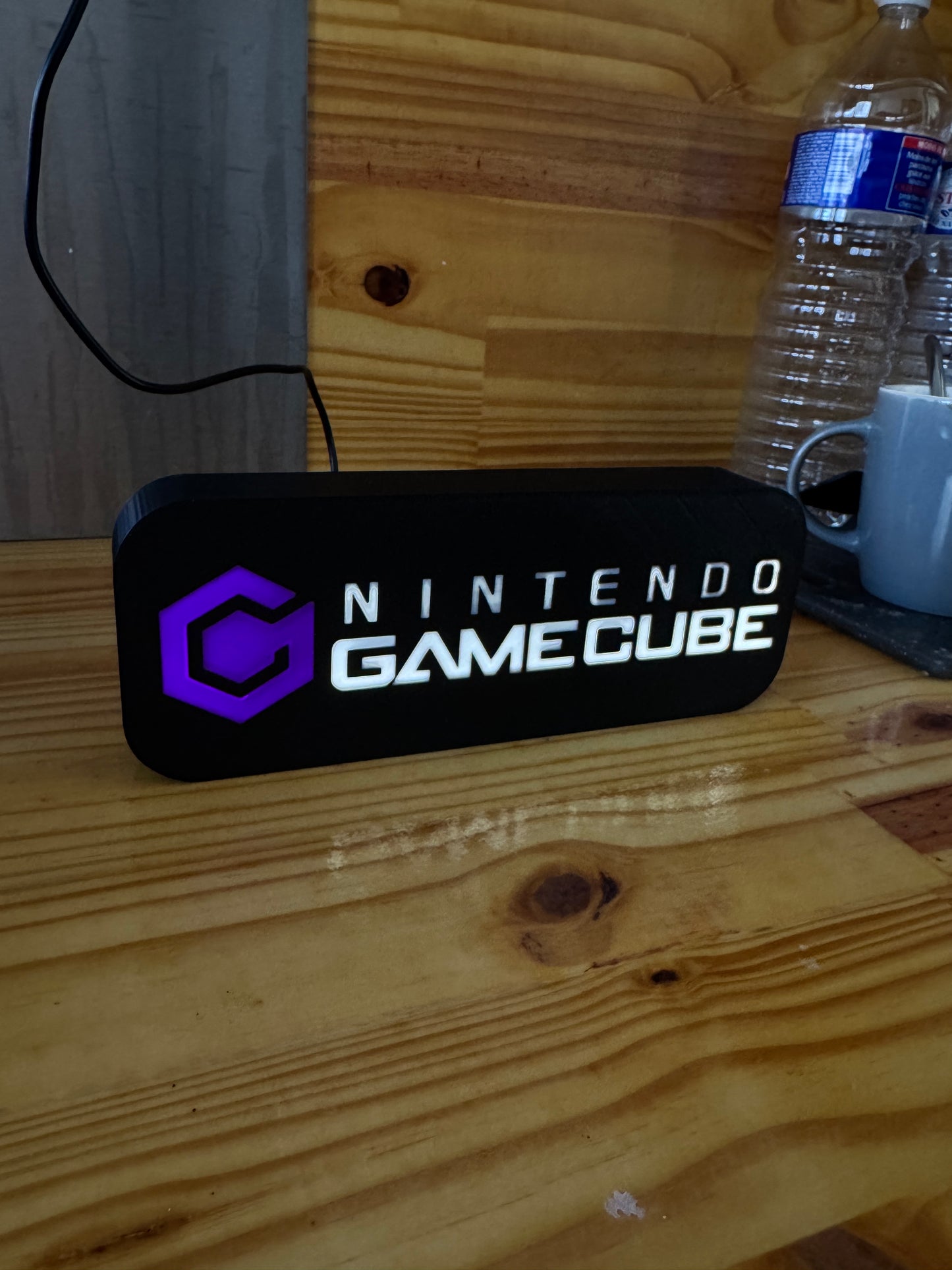 Lampe GameCube - Lightbox 3D LED | Design Noir, Blanc & Violet | USB