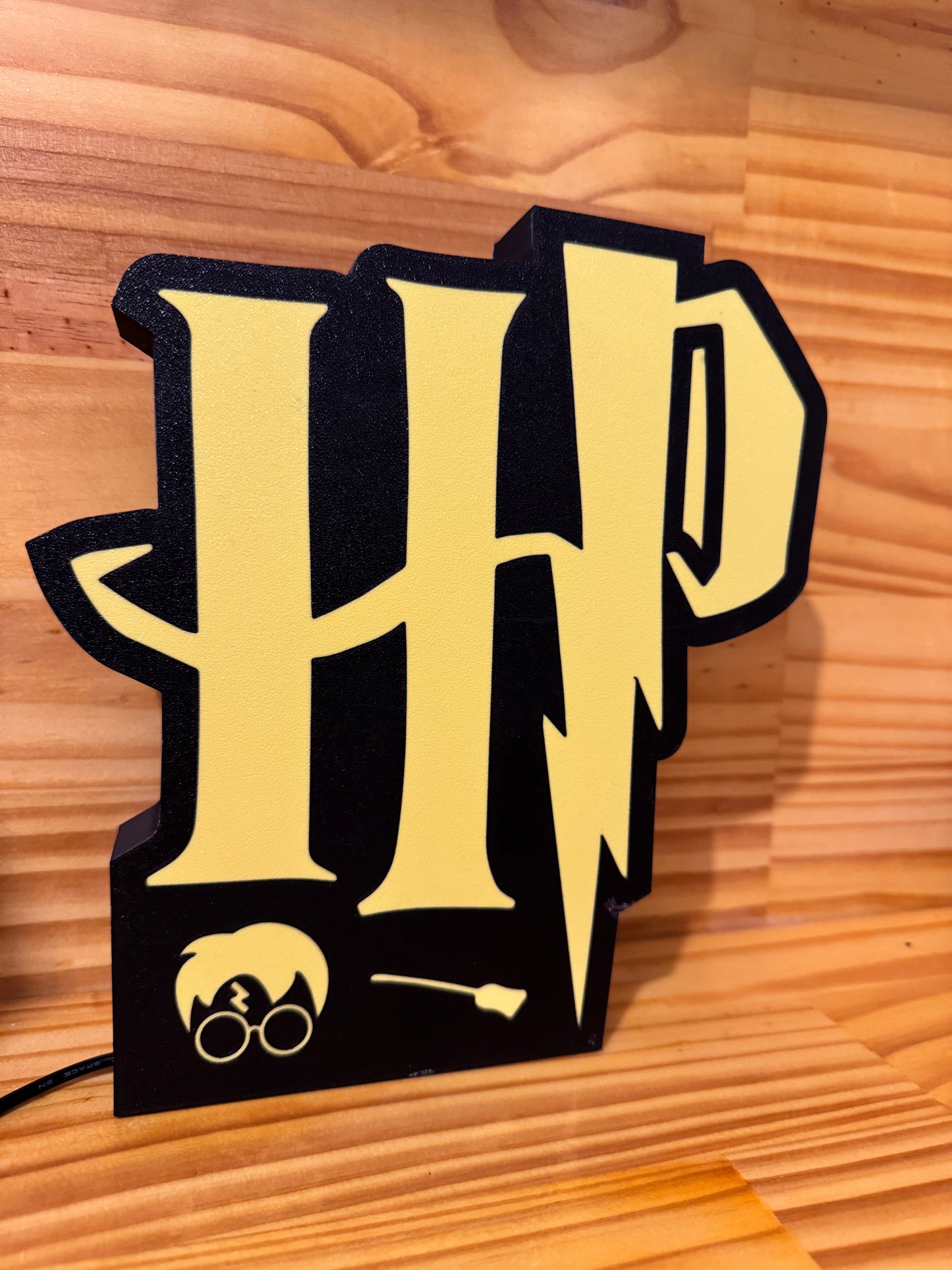 Lampe Harry Potter - Lightbox 3D LED | Design Noir & Jaune | USB