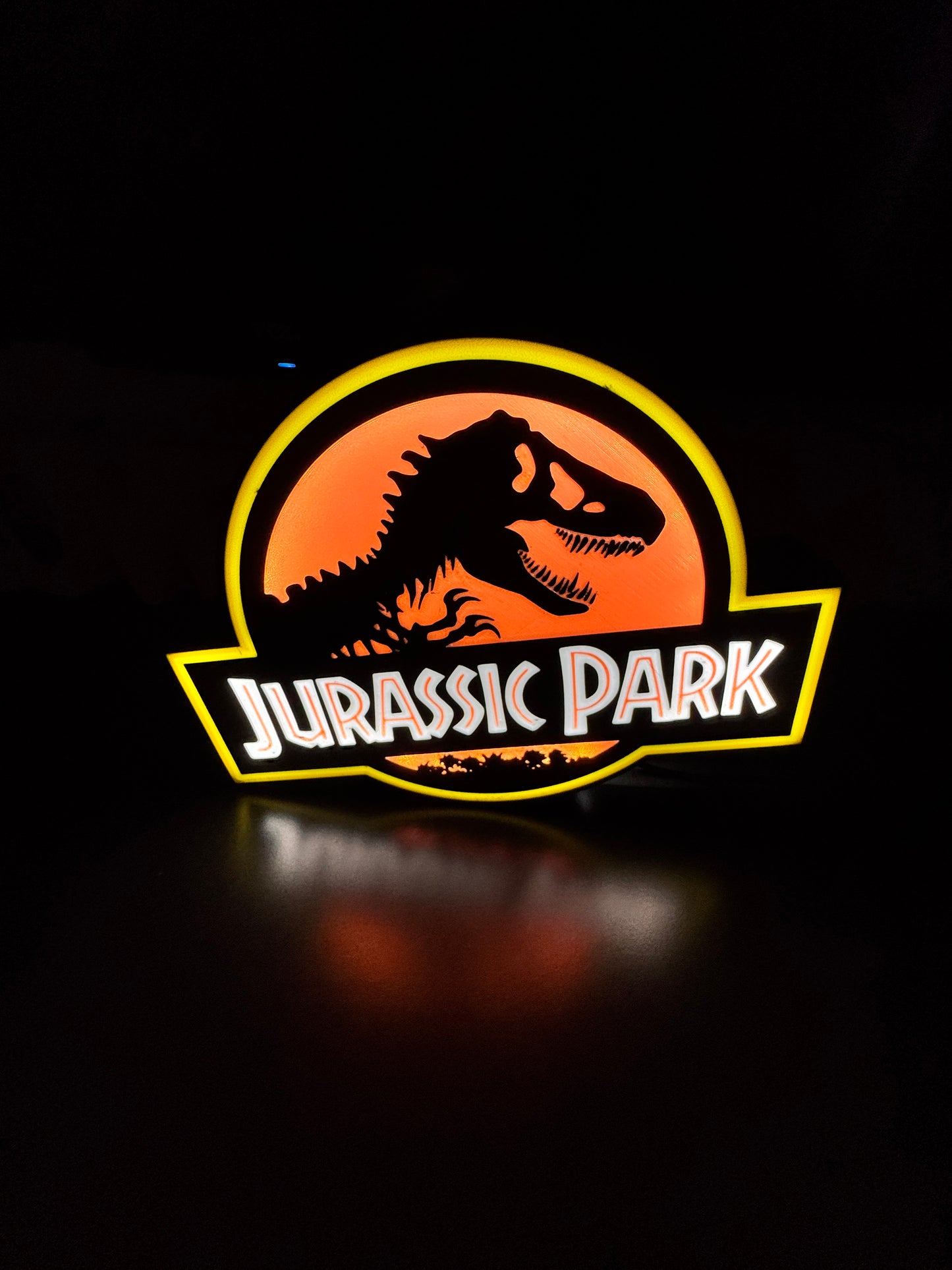 Lampe Jurassic Park - Lightbox 3D LED | Design Noir, Rouge & Jaune | USB
