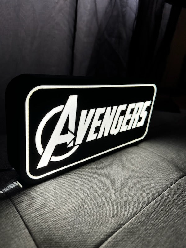 Lampe Avengers - Lightbox 3D LED | Design Noir & Blanc | USB