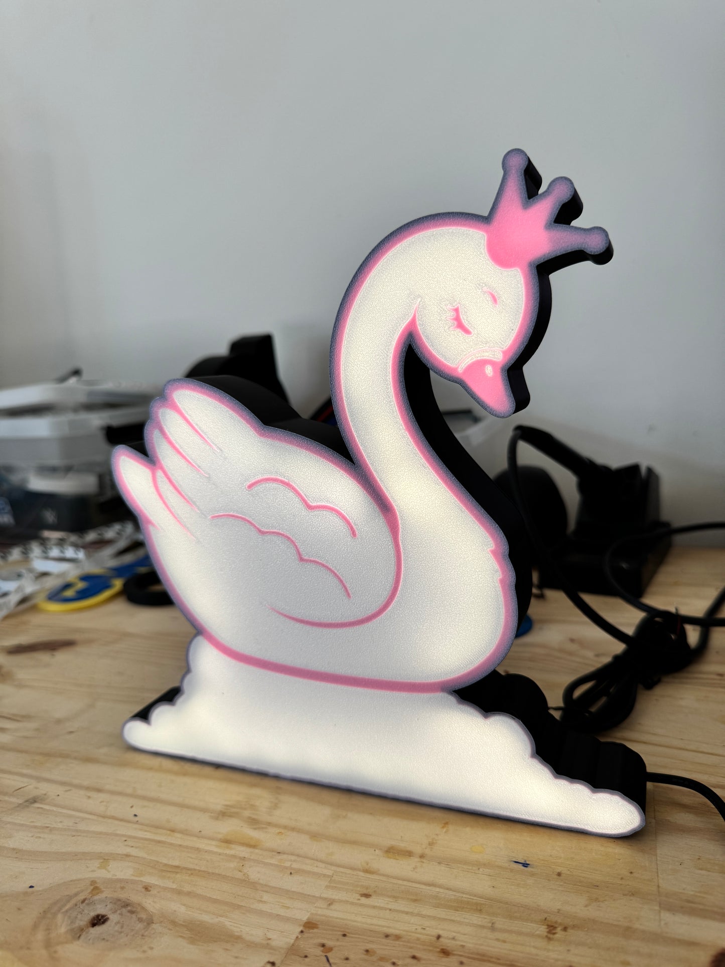 lampe de chambre cygne lumineux