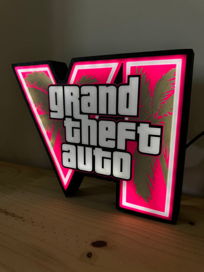 lampe LED gamer noire et blanche inspirée de GTA
