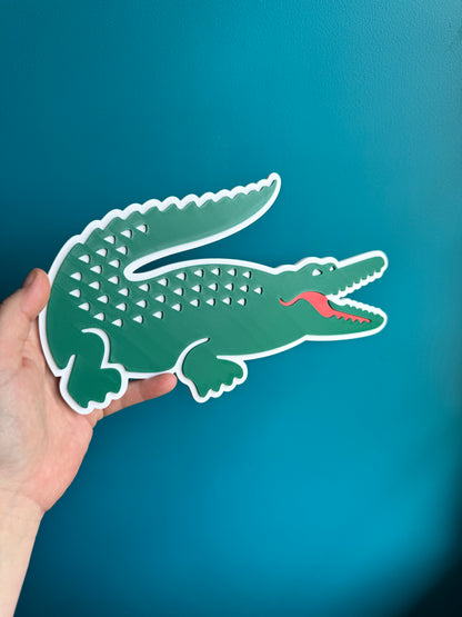 Plaque murale 3D crocodile verte et blanche de 24 cm.

