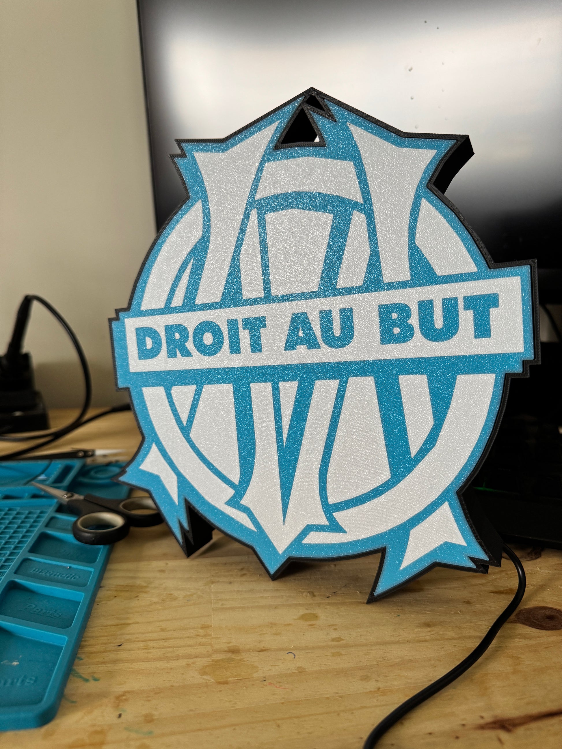 objet 3D en PLA aux couleurs de l’OM
