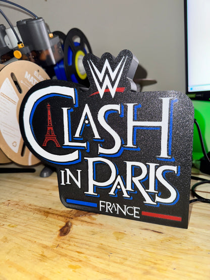 Lampe Clash in Paris - Lightbox 3D LED | Design Noir, Bleu, Blanc & Rouge | USB