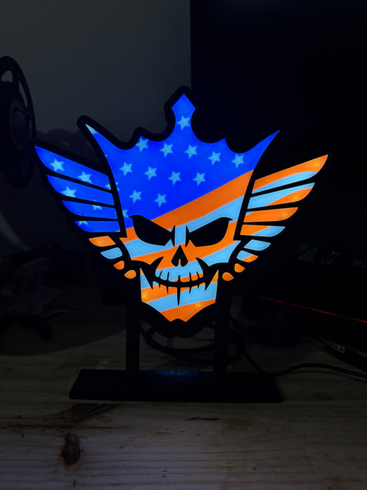 Lampe Cody Rhodes sur Pied - Lightbox 3D LED | Design Noir, Bleu, Blanc & Rouge | USB