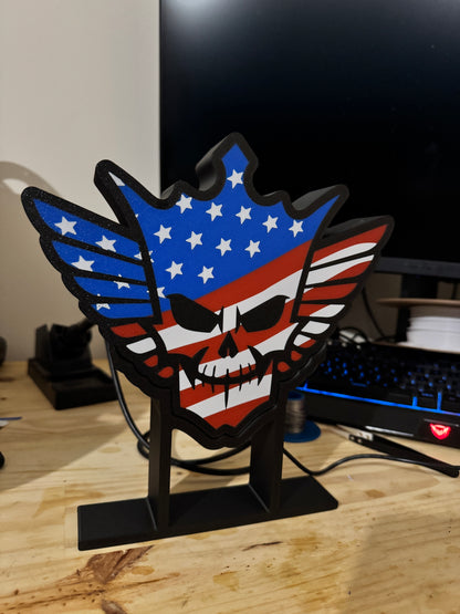 Lampe Cody Rhodes sur Pied - Lightbox 3D LED | Design Noir, Bleu, Blanc & Rouge | USB
