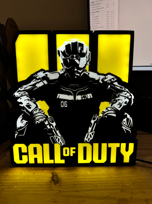 Lampe Call of Duty - Lightbox 3D LED | Design Noir, Jaune & Blanc | USB