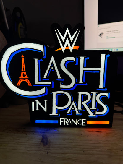 Lampe Clash in Paris - Lightbox 3D LED | Design Noir, Bleu, Blanc & Rouge | USB