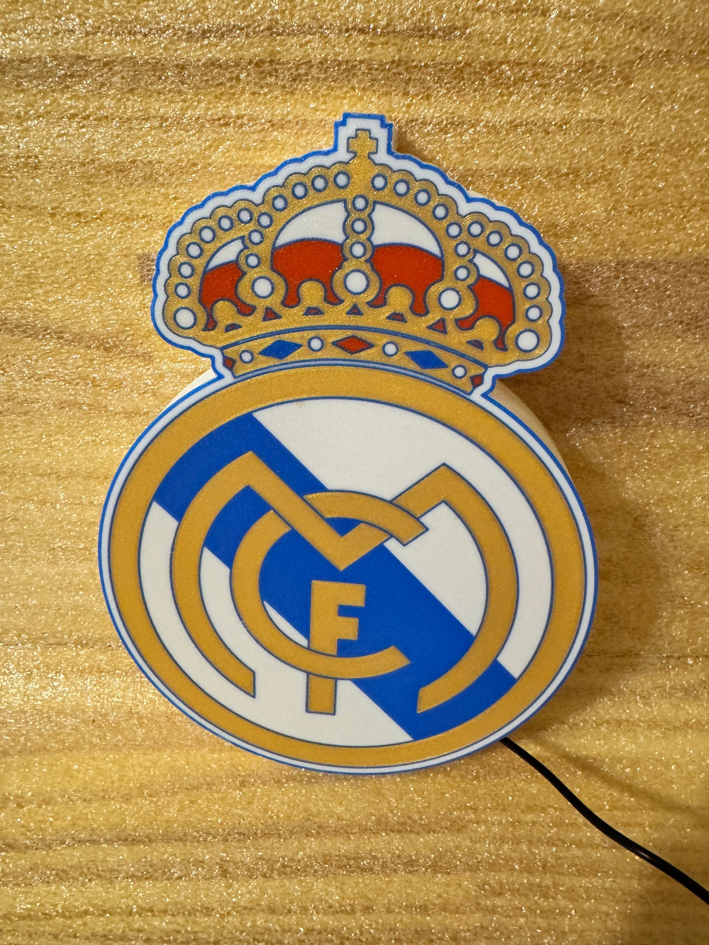 Lampe Real Madrid - Lightbox 3D LED | Design Blanc, Doré, Rouge & Bleu | USB
