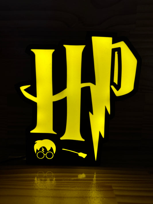 Lampe Harry Potter - Lightbox 3D LED | Design Noir & Jaune | USB