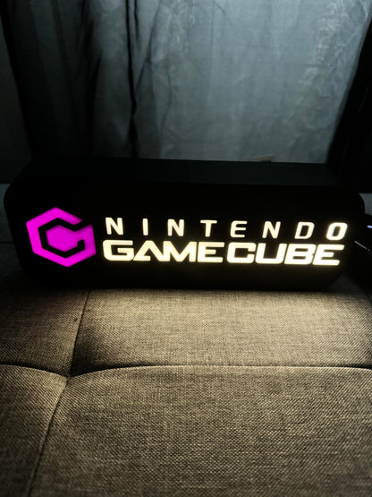 Lampe GameCube - Lightbox 3D LED | Design Noir, Blanc & Violet | USB