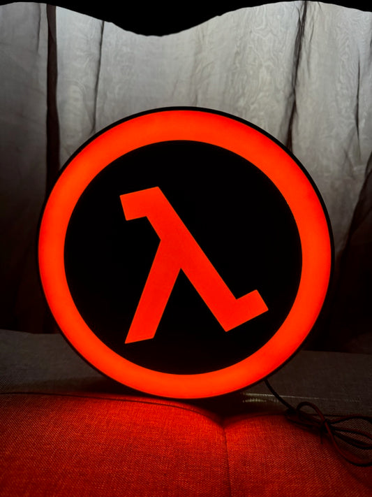 Lampe Half-Life - Lightbox 3D LED | Design Noir & Orange | USB