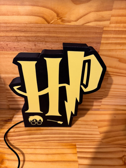 Lampe Harry Potter - Lightbox 3D LED | Design Noir & Jaune | USB