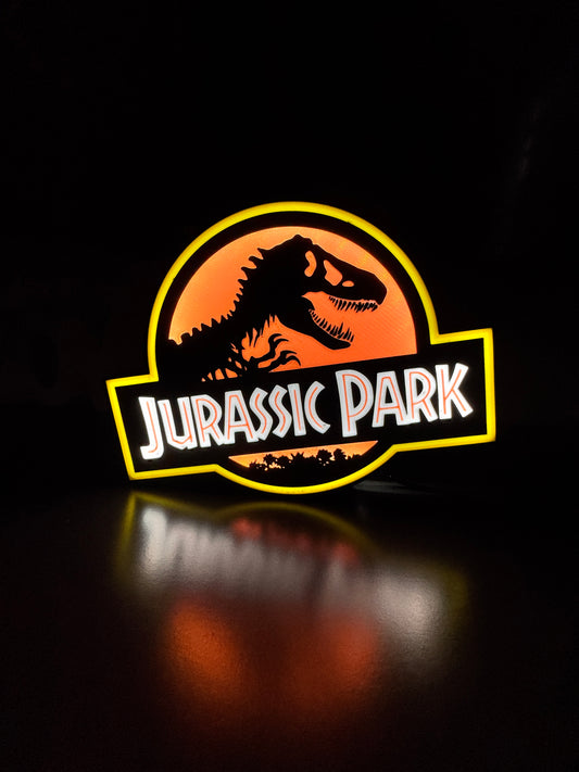 Lampe Jurassic Park - Lightbox 3D LED | Design Noir, Rouge & Jaune | USB