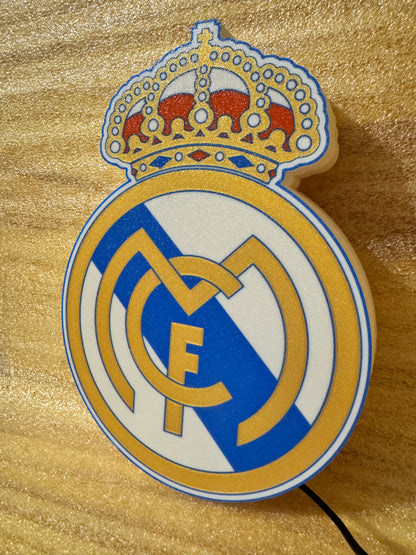 Lampe Real Madrid - Lightbox 3D LED | Design Blanc, Doré, Rouge & Bleu | USB