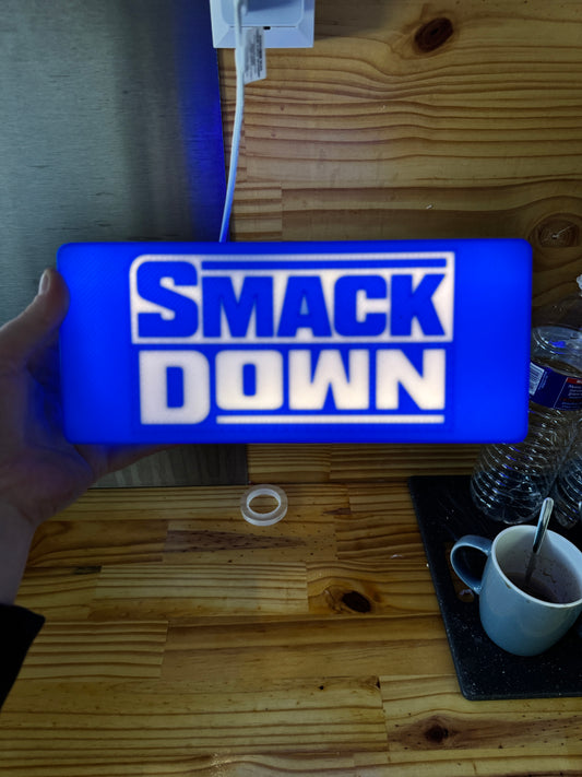 Lampe WWE SmackDown - Ancien Logo Lightbox 3D LED | Design Bleu & Blanc | USB