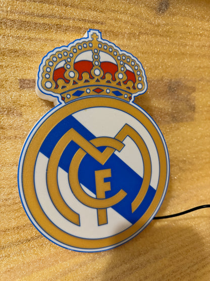 Lampe Real Madrid - Lightbox 3D LED | Design Blanc, Doré, Rouge & Bleu | USB
