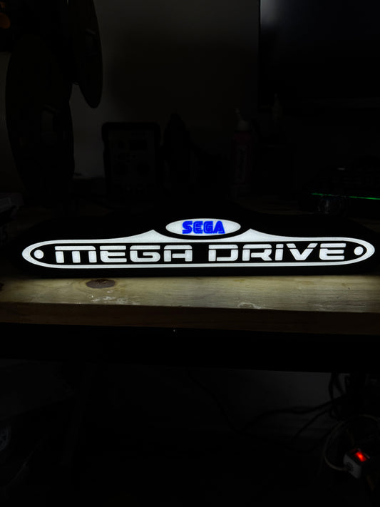 Mega Drive Lamp - 3D LED Lightbox | Black, White &amp; Blue Design | USB 