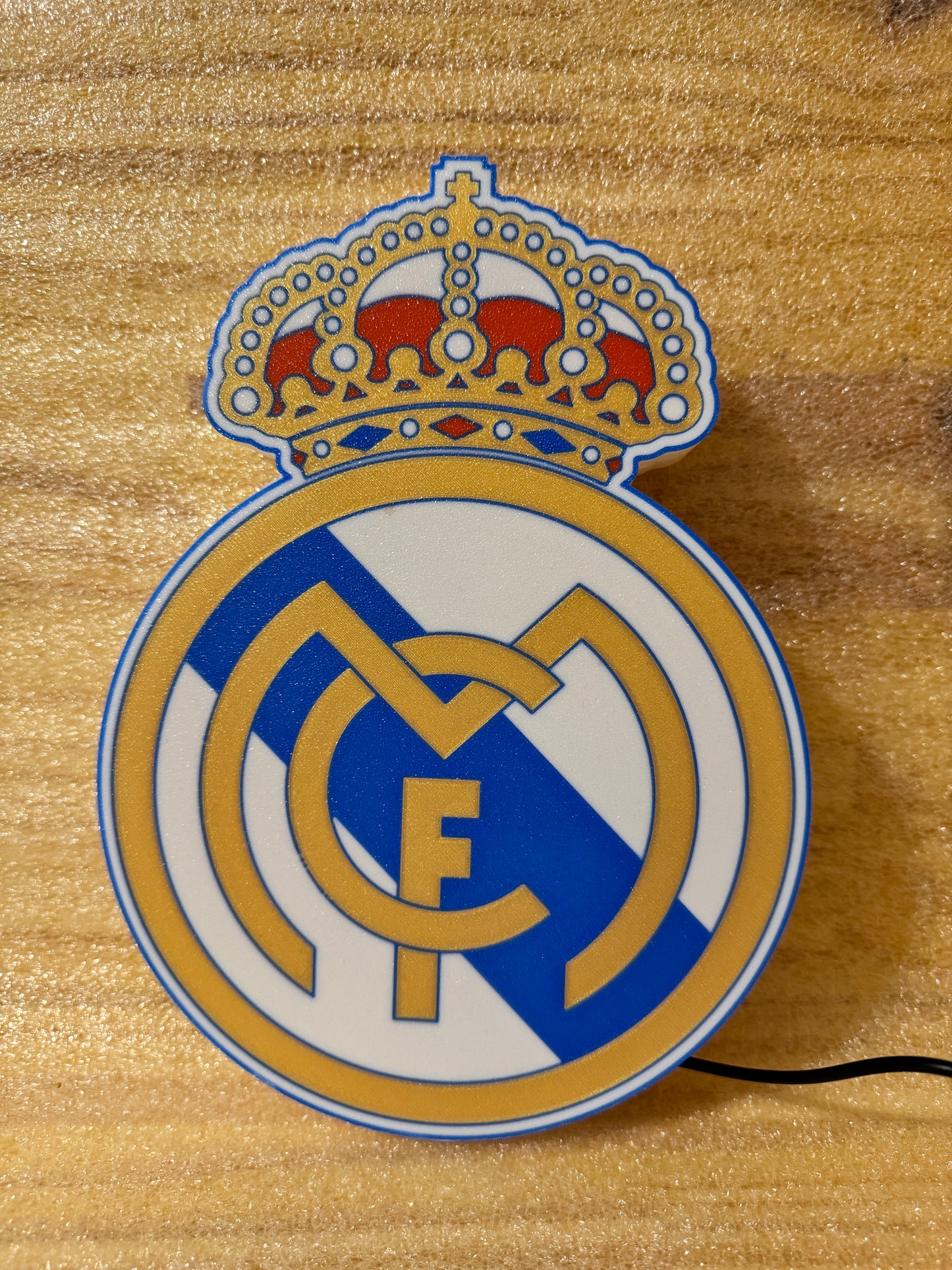 Lampe Real Madrid - Lightbox 3D LED | Design Blanc, Doré, Rouge & Bleu | USB