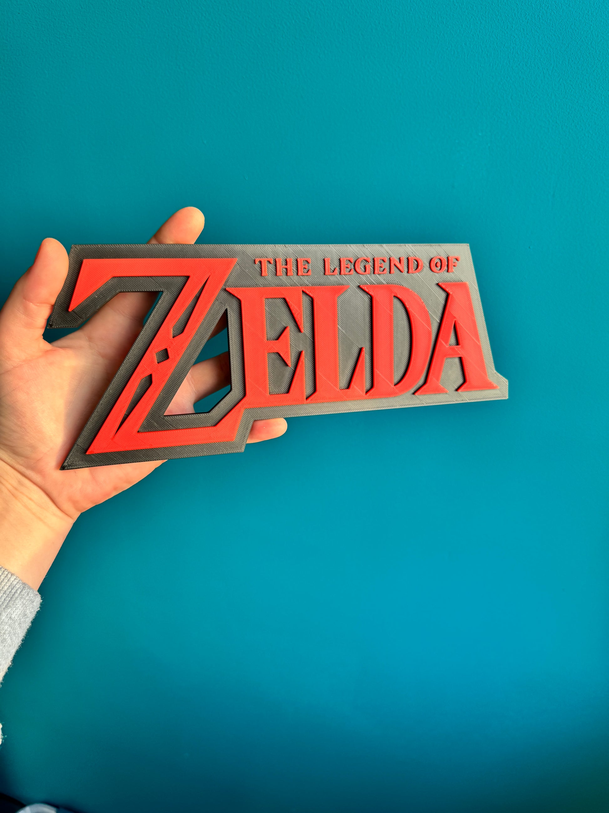 Logo Zelda en rouge et noir, plaque murale geek imprimée en 3D.

